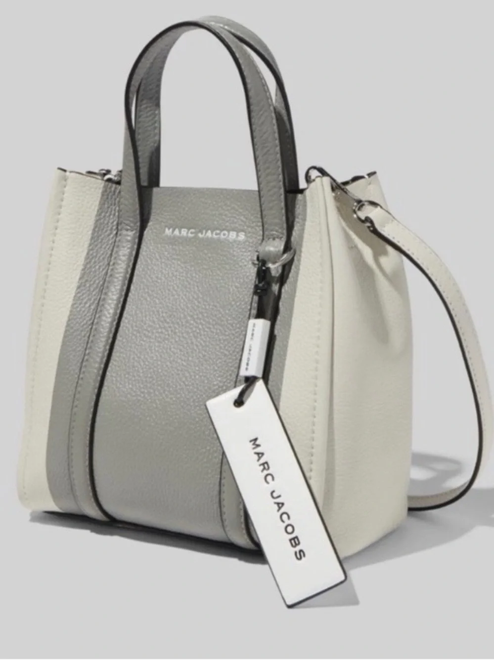 Marc Jacobs Mini Colorblock Leather Tote Bag - NWT Grey/White
